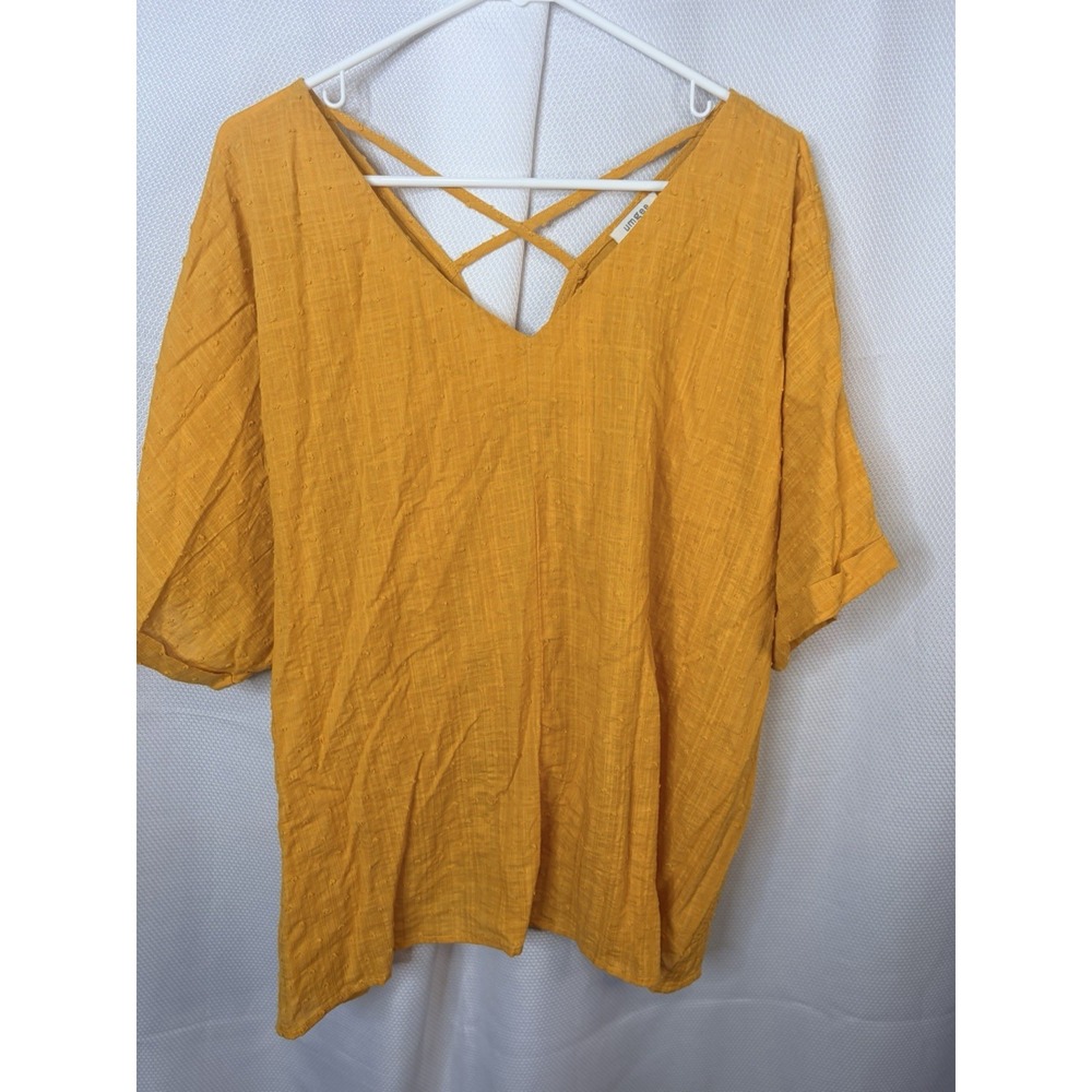 UMGEE Swiss Dot Print Back Knot Top Shirt White Medium Loose Fit Boho Beach